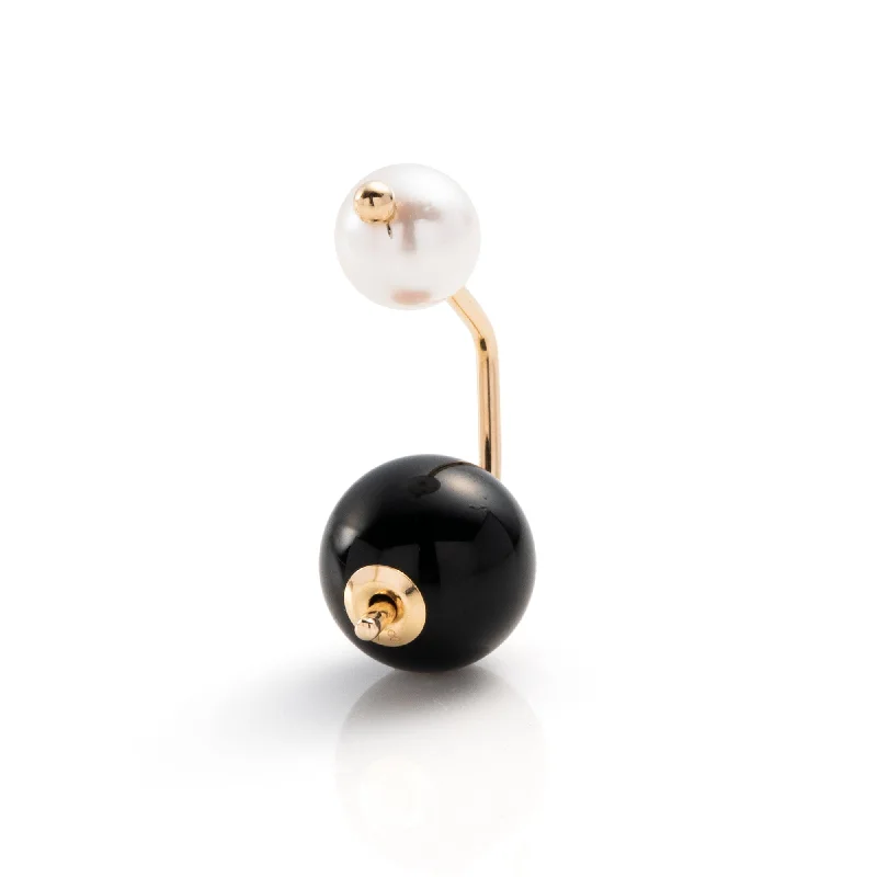 "Bumble Bee" Pearl Onyx Earring