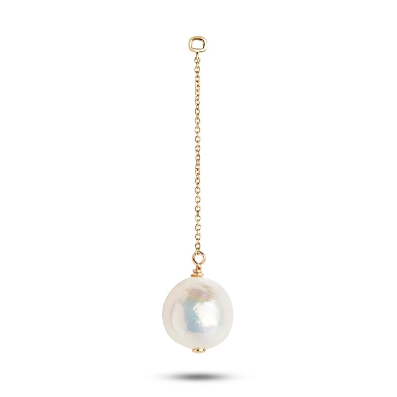 Rainbow 3 cm 10K Gold Earring-Pendant w. Pearl