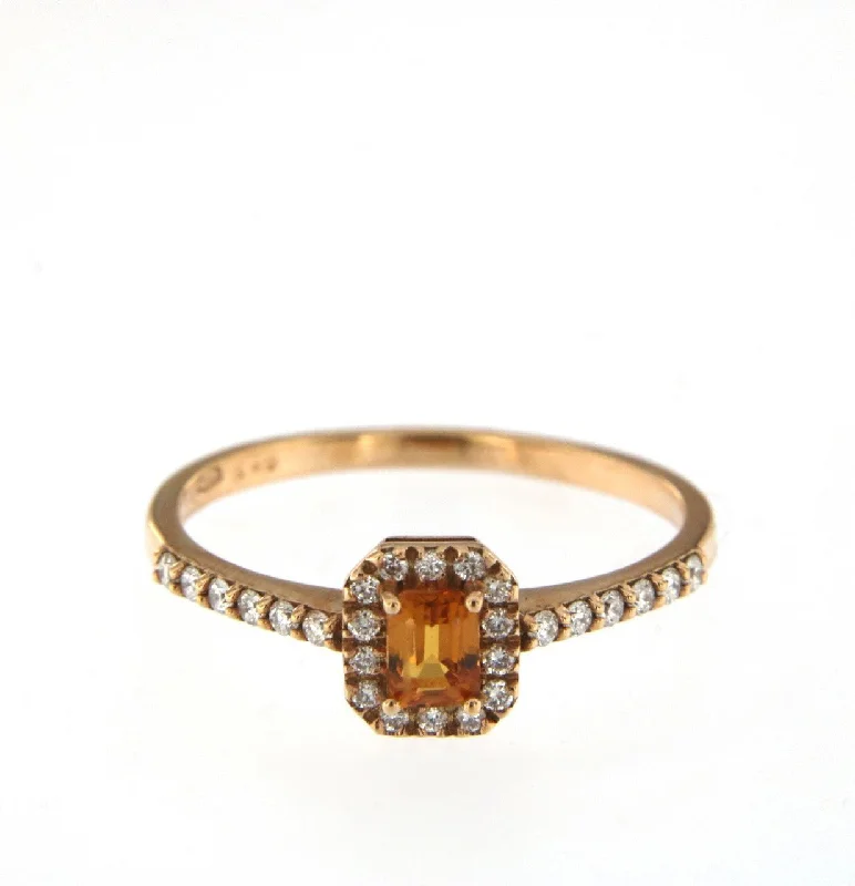 Candy 18K Rose Gold Ring w. Diamonds & Orange Sapphire