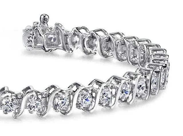 Classic S Shaped Diamond  Tennis Bracelet with 9.90 ct.(finished) 4.5mm