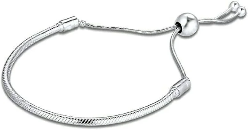 Dainty Chain Necklace Adjustable 3mm Steel Snake Chain Bead Charm Bracelet