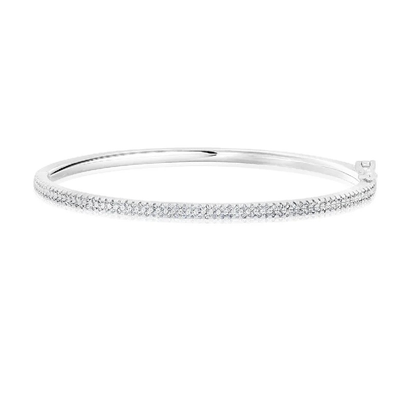 Crislu Platinum Plated Sterling Silver Bangle Bracelet