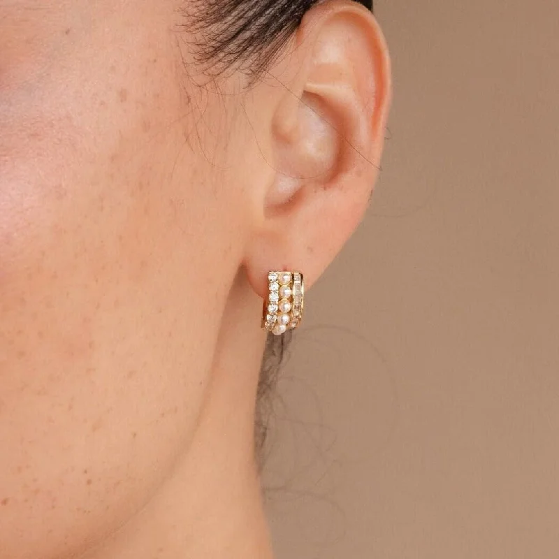 Diamond Pearl Stacked Hoops