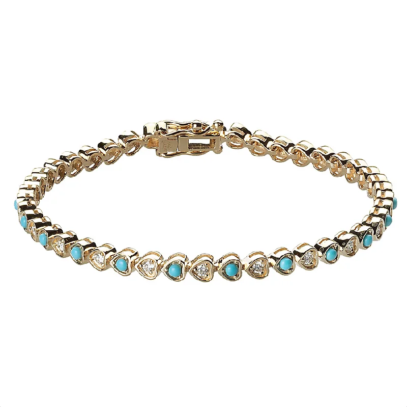 Diamond & Turquoise Heart Tennis Bracelet