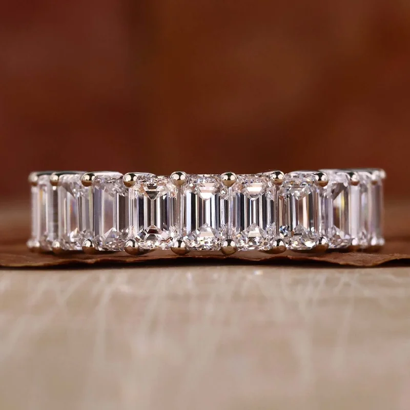 Emerald Cut Diamond Wedding Band, Lab Grown Diamond Matching Band