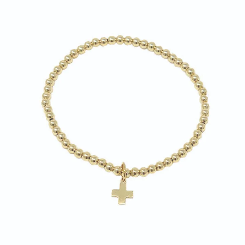 enewton egirl 3mm Beaded Bracelet with Signature Cross Gold Charm