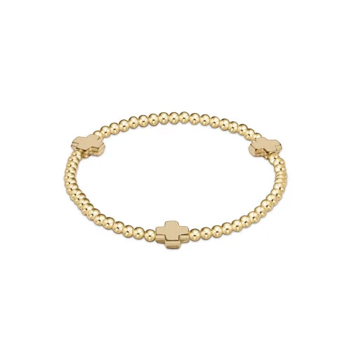 enewton Signature Cross Gold Pattern 3mm Bead Bracelet-Gold