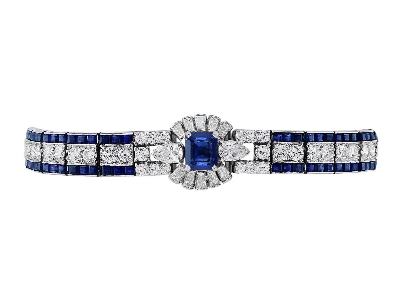 Platinum Estate Oscar Heyman Natural Color Sapphire Bracelet