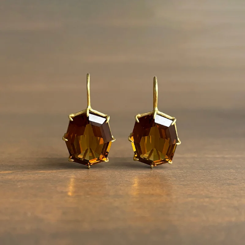 Faceted Octagon Cinnamon Quartz Earrings