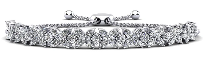 Flowers of Marquise Diamond Adjustable Diamond Bracelet with 7.60 ct.(finished) 4.75x3mm, 3.4mm