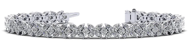 Flowers of Marquise Diamond Tennis Diamond Bracelet with 12.10 ct.(finished) 4x2mm, 2.8mm