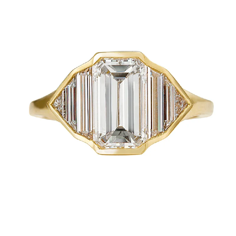 Geometric Engagement Ring with an Emerald Cut Diamond - OOAK