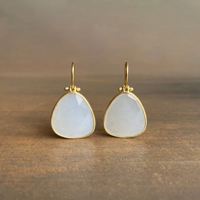 Rose Cut Moonstone Pear Earrings