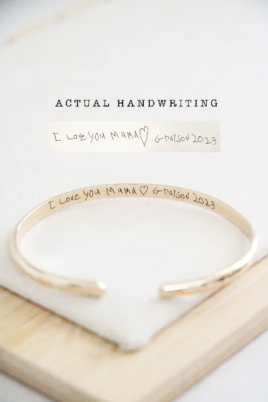 handwriting cuff bracelet { silver + gold }