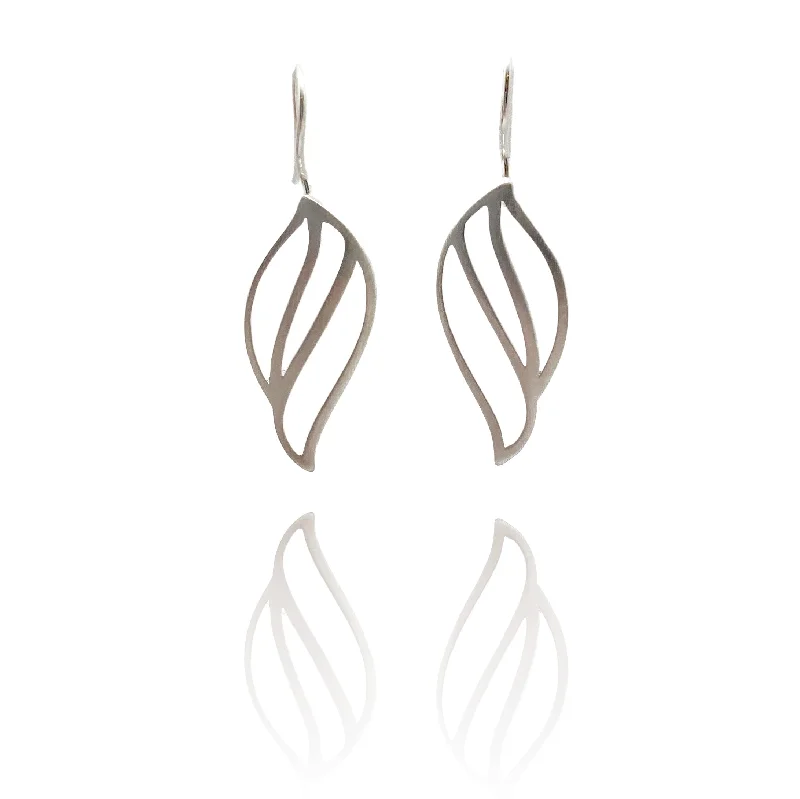 Leaf Cut Out Earrings - Silver