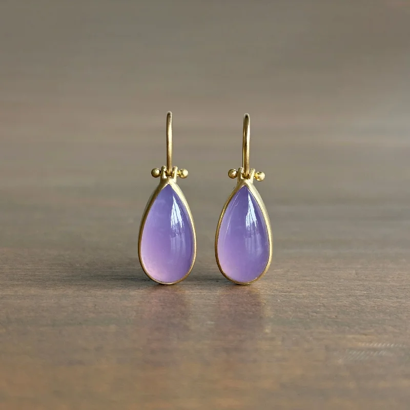 Lilac Ethiopian Chalcedony Drop Earrings