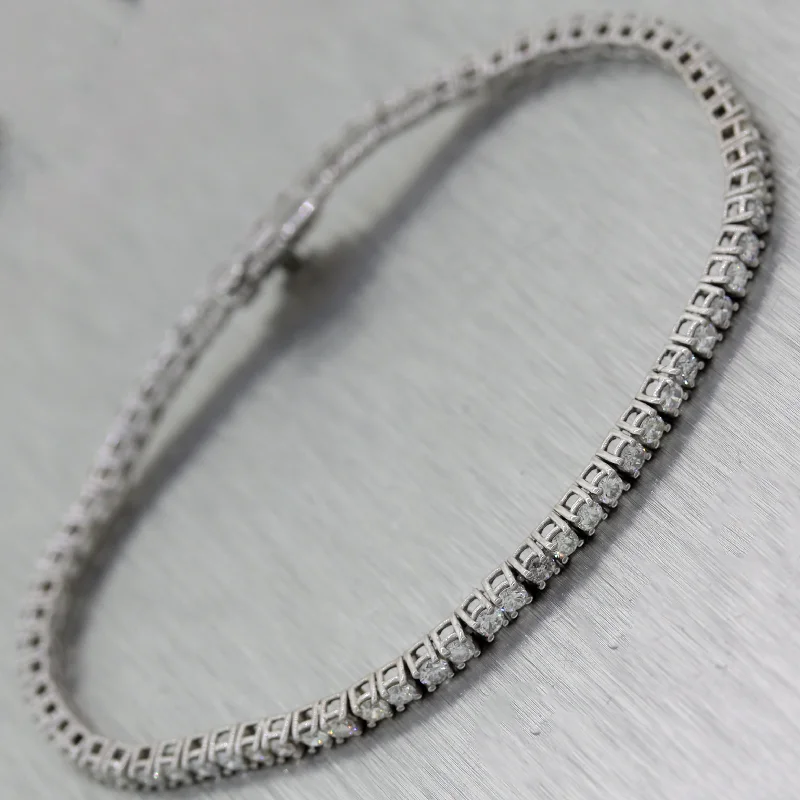 Dainty Birthstone Bracelet Modern 14k White Gold 2.55ctw Diamond Tennis Bracelet