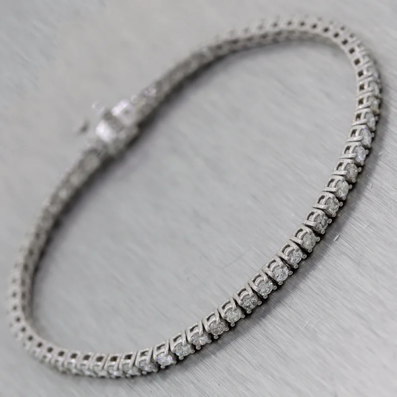 Chunky Gold Necklace Modern 14k White Gold 3.01ctw Diamond Tennis Bracelet