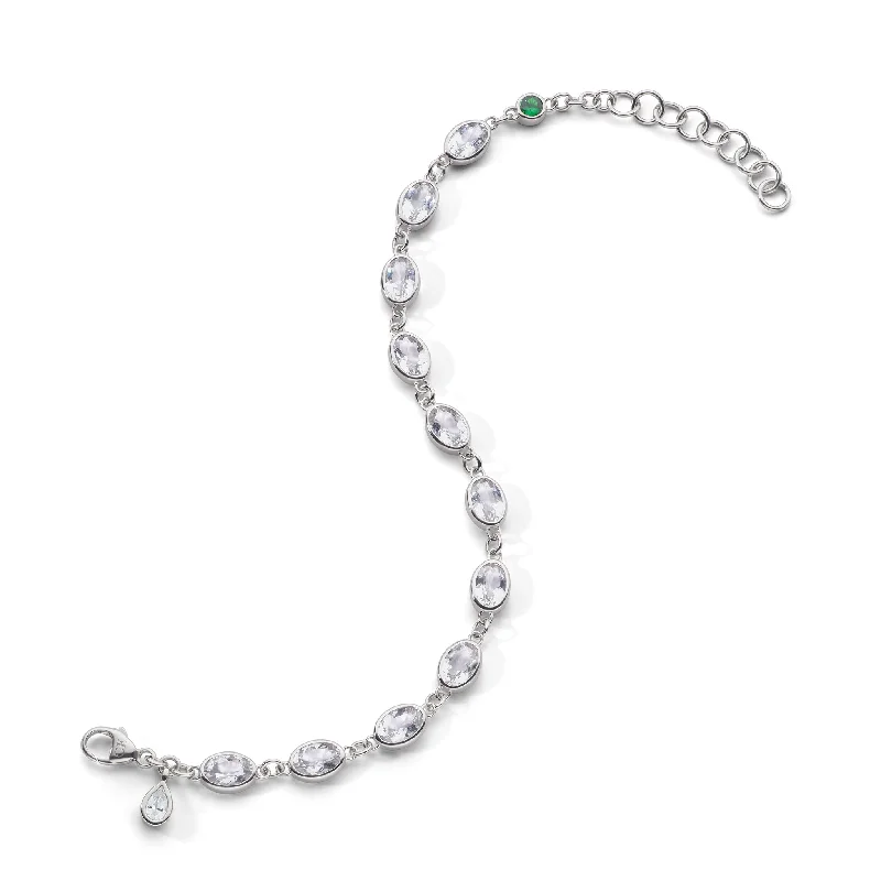 Oval Bezel Set Rock Crystal Tennis Bracelet