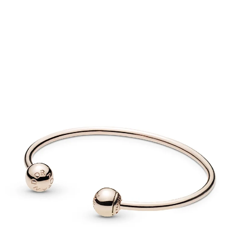 PANDORA Rose open bangle with silicone stoppers and interchangeable end caps