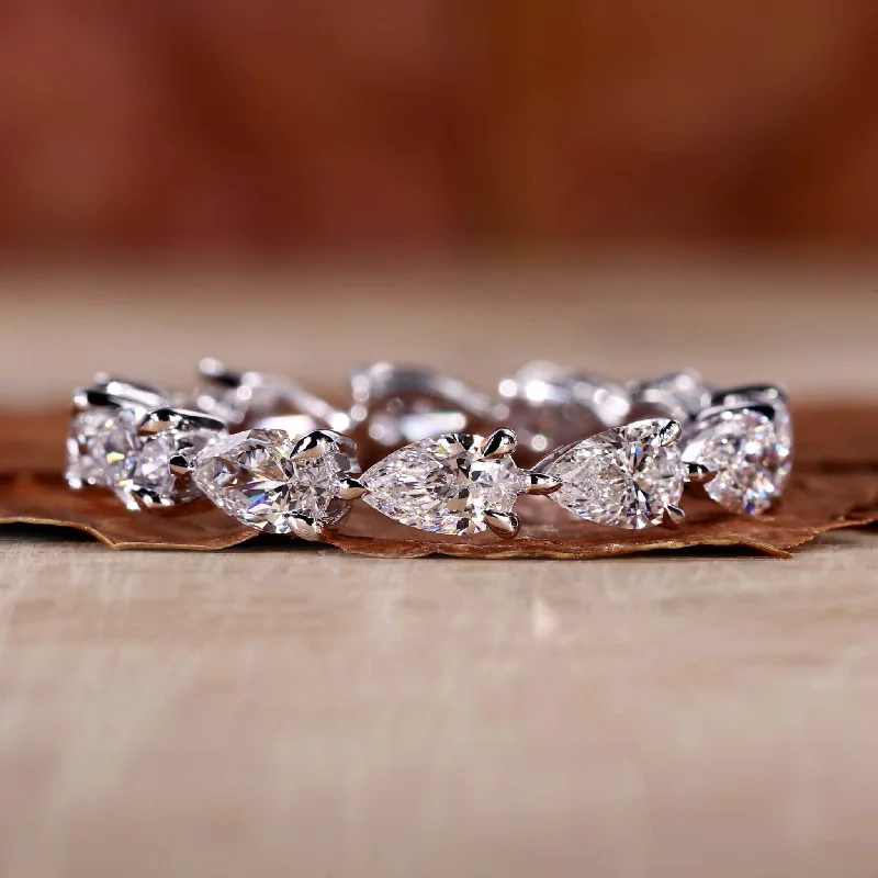 Pear Shaped Diamond Eternity Band, Lab Grown Diamond Wedding Band