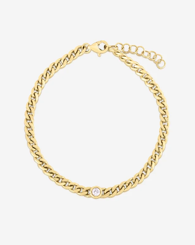 Petite Bezel-Set Diamond Curb Chain Bracelet