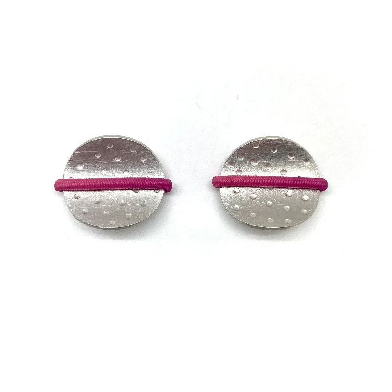 Pink Elastic Sterling Silver Earrings