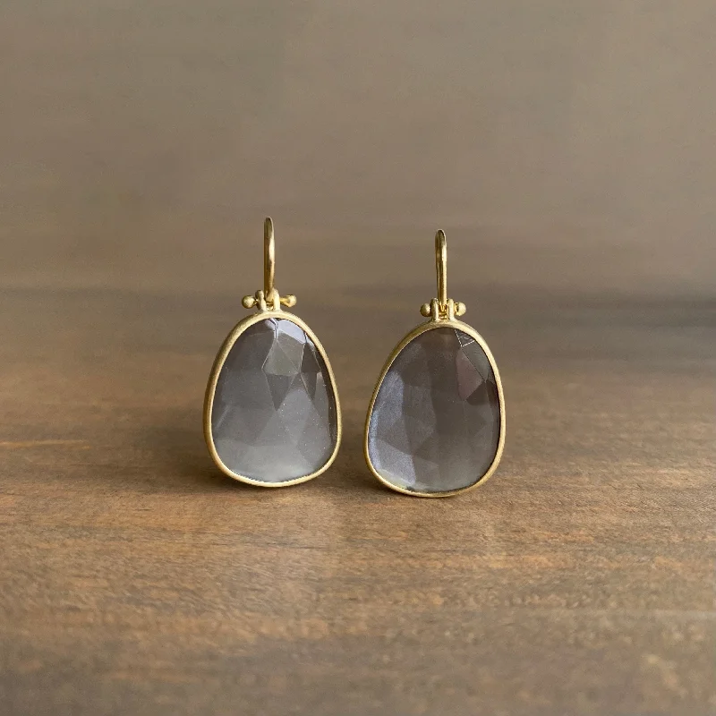 Rose Cut Steel Gray Labradorite Drop Earrings