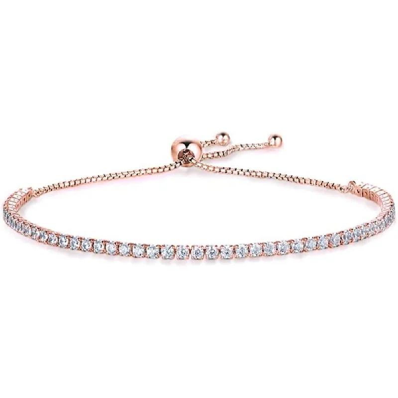 Rose Gold Tennis Bracelet Rose Gold Crystallized Adjustable Dainty Tennis Bracelet