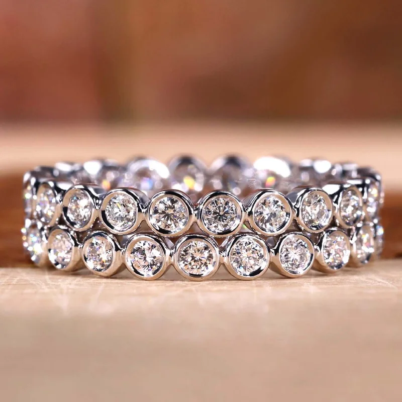 Round Lab Grown Diamond Eternity Band - Bezel Set Wedding Band