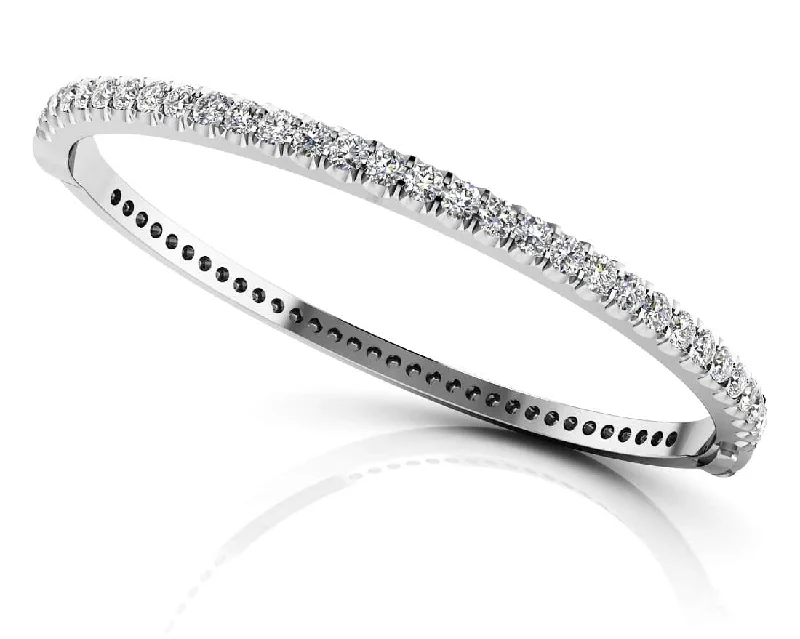 Shared Prong Oval Diamond Bangle with 5.04 ct.(finished) 4.25mm