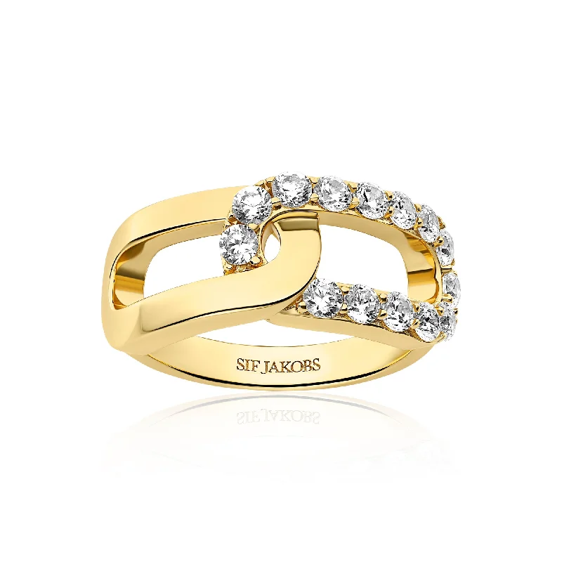 Capizzi Due Gold Plated Ring w. Zirconia