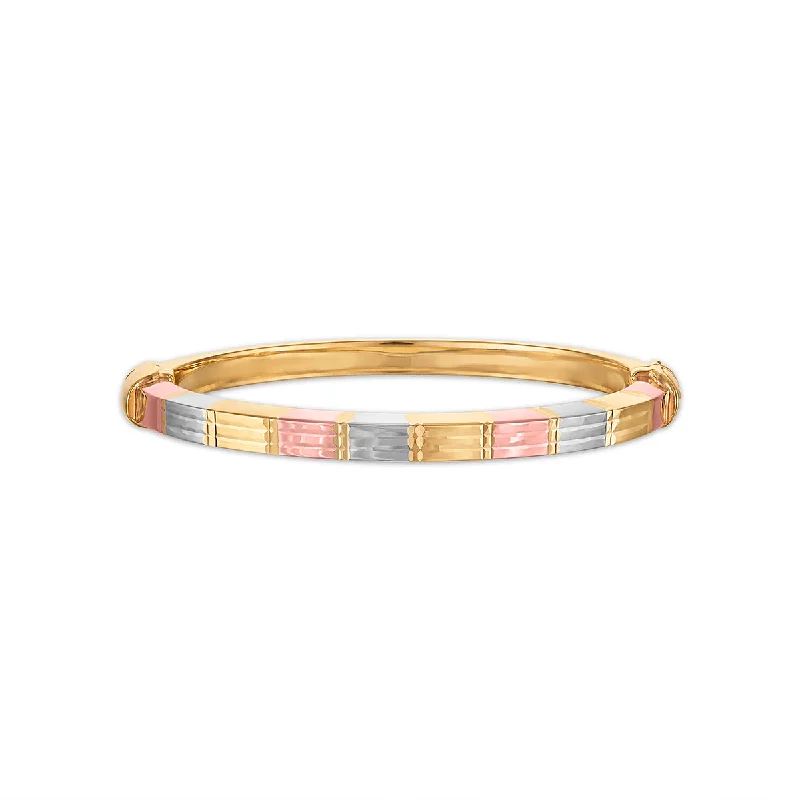 Simone I Smith 7-inch Tri-Color Bangle in 14KT Gold Plated Sterling Silver