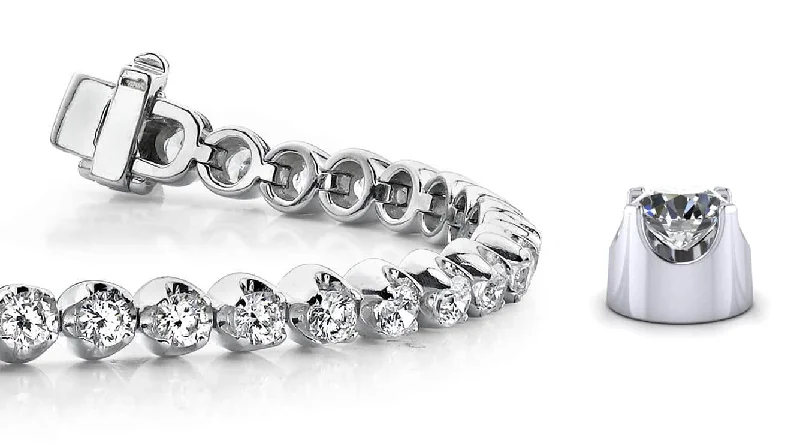 Solid Nugget Diamond  Tennis Bracelet with 9.90 ct.(finished) 4.3mm