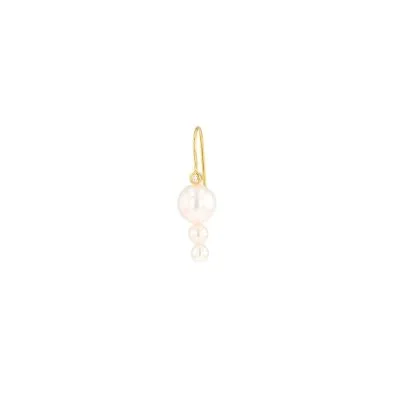 Moonrise Hook 18K Gold Plated Earring w. White Pearls