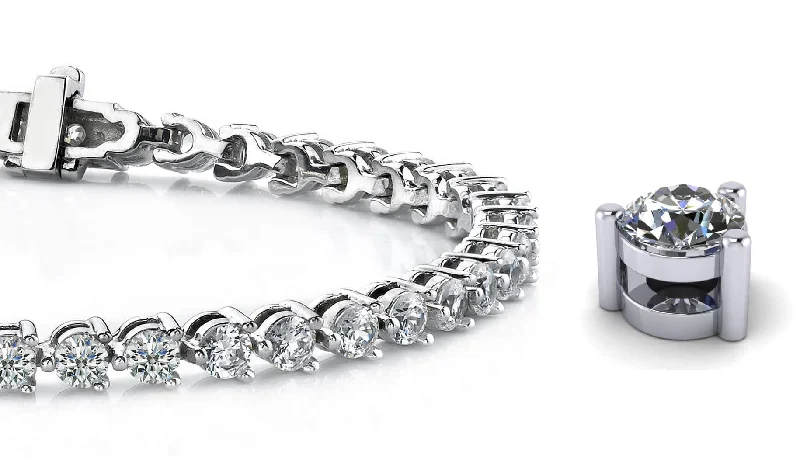 Timeless Three Prong Diamond Tennis Bracelet with 10.00 ct.(finished) 4.3mm