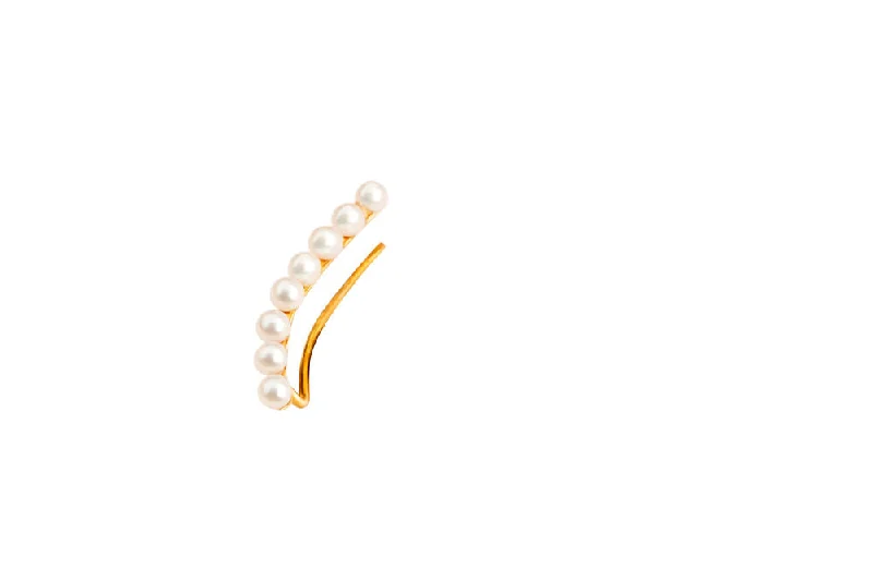 Iris long Gold Plated Earring w. Pearls