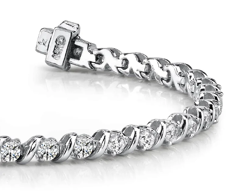 Wavy Hood Link Diamond  Tennis Bracelet with 8.97 ct.(finished) 4.7mm