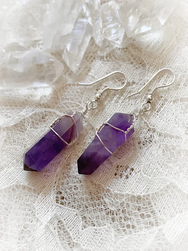 Wrapped Gemstone Point Dangles