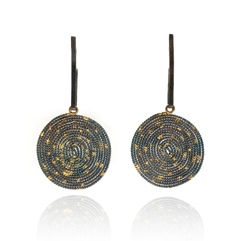 Woven Sterling Silver and Gold Drop Earrings