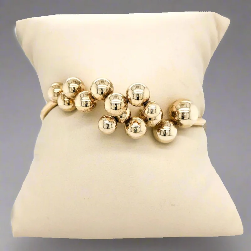 Sleek White Gold Band YGP Sterling “Grapevine” Bead Cuff Bracelet