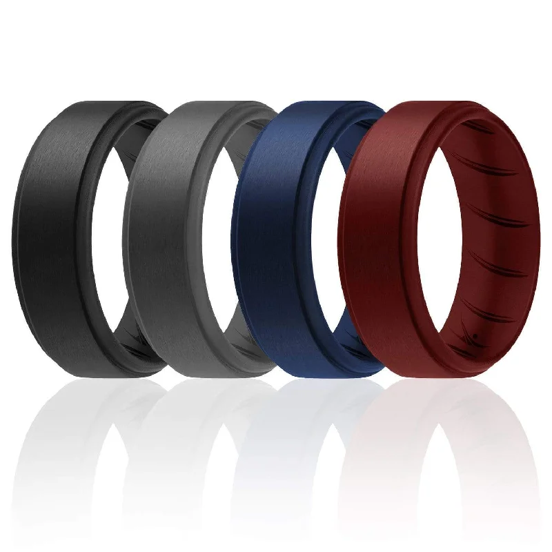 4 Pack - Silicone Ring For Men-  Breathable Comfort Fit Step Edge