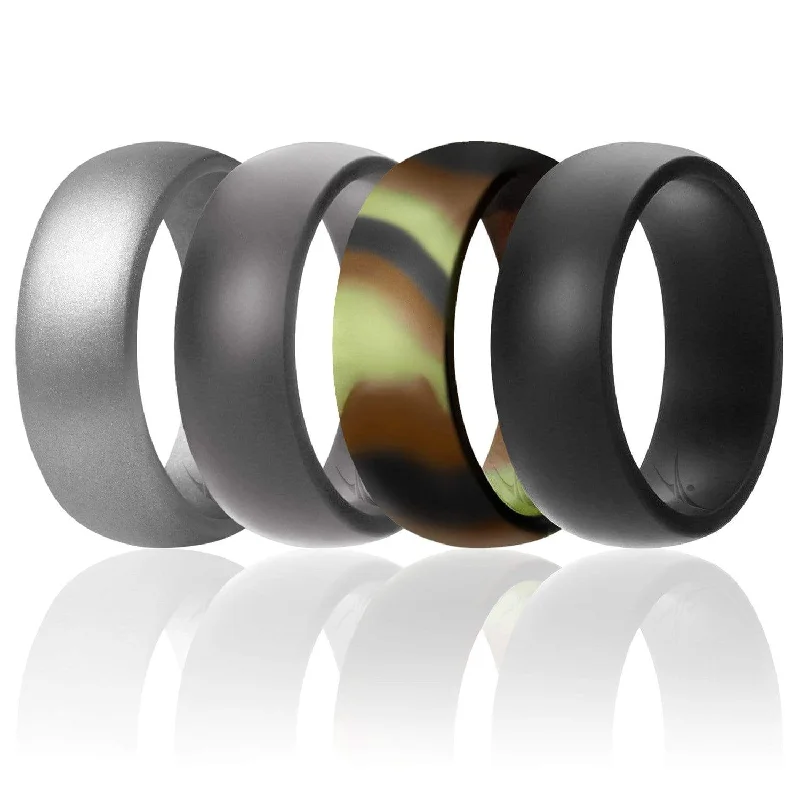 4 Pack - Silicone Ring for Men - Dome Style