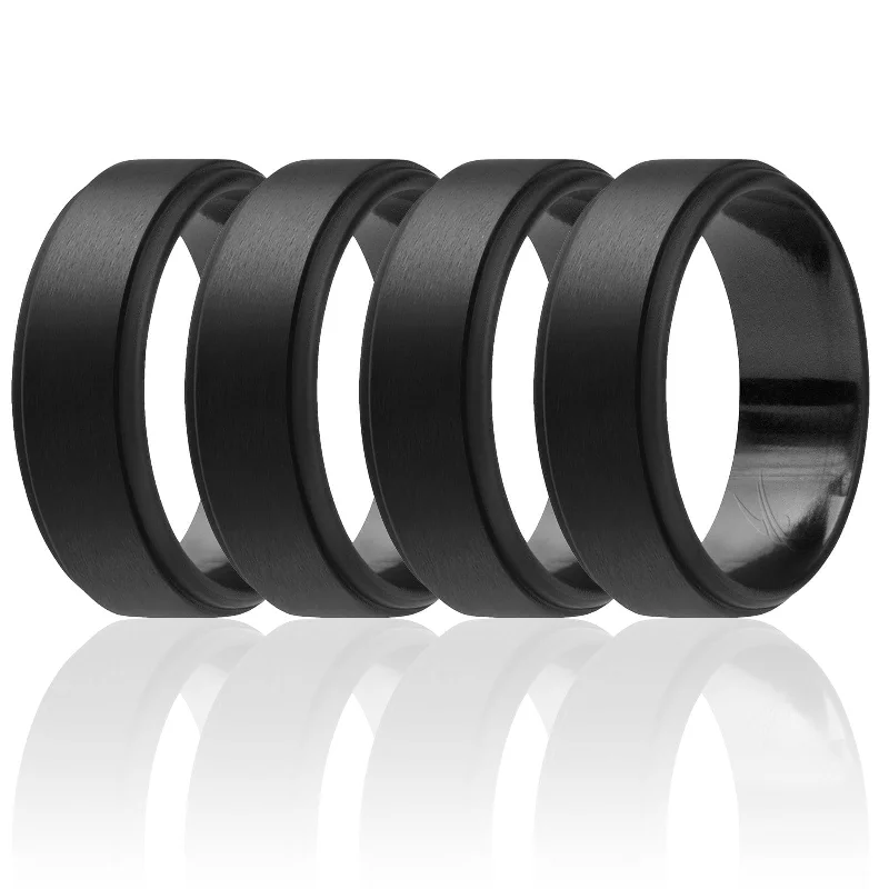 4 Pack - Silicone Ring for Men - Step Edge Style