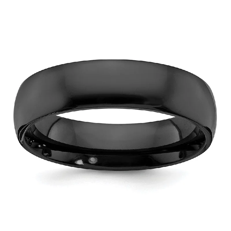 6mm Black Zirconium Polished Half Round Standard Fit Band