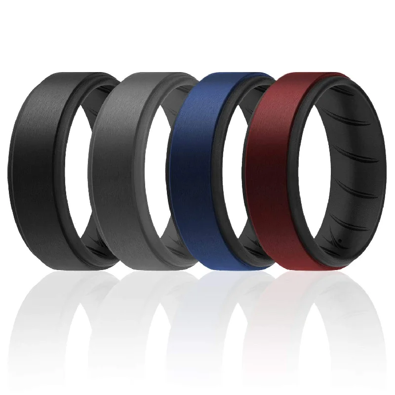 4 Pack - Silicone Ring For Men-  Breathable Comfort Fit Duo Step Edge